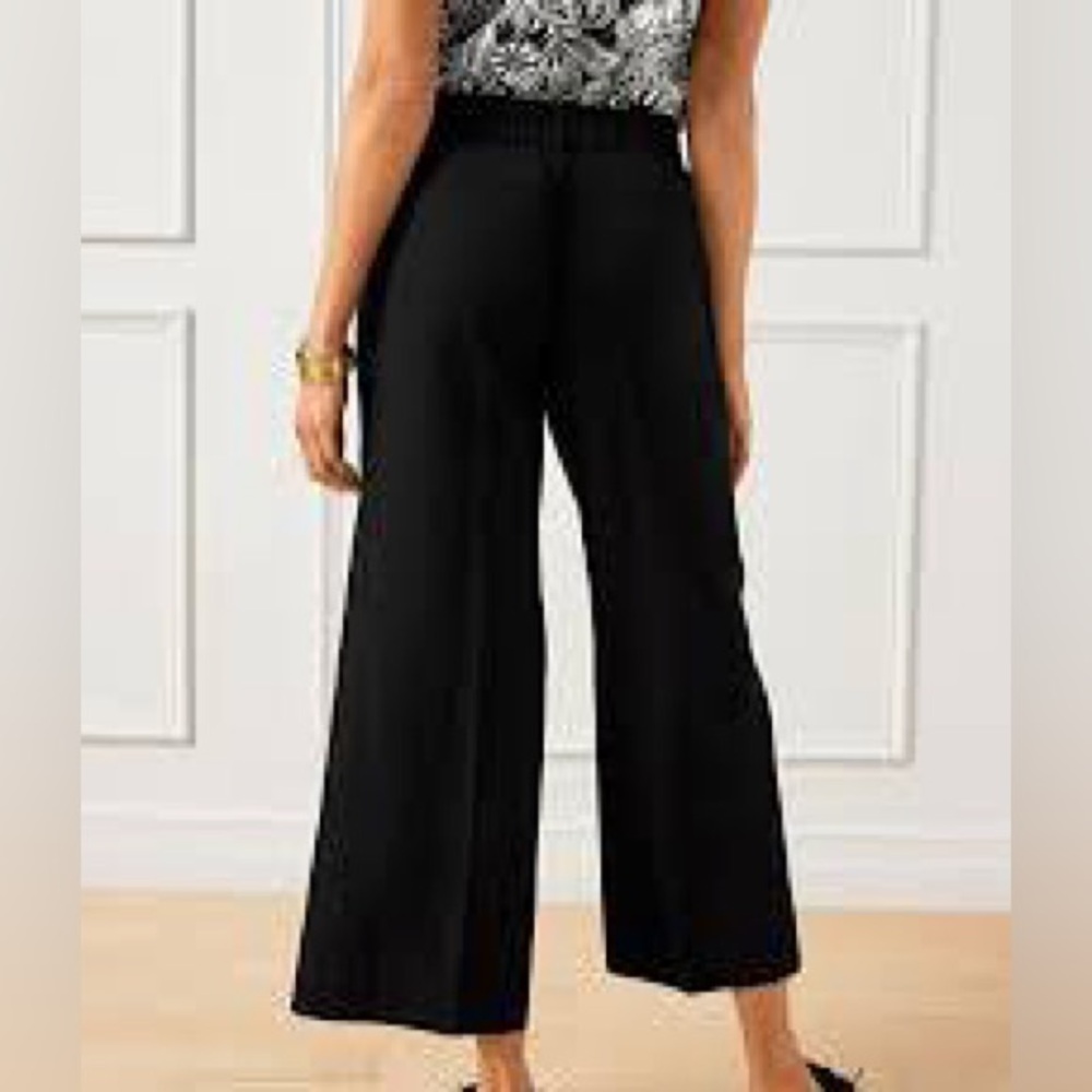 J.Crew Womens Pants Black Size 12 High Rise Cropped Wide Leg Cotton Blend